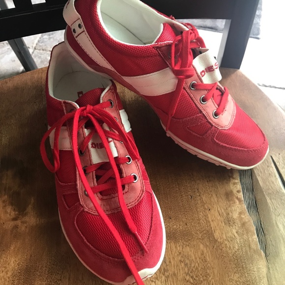 red gym shoes